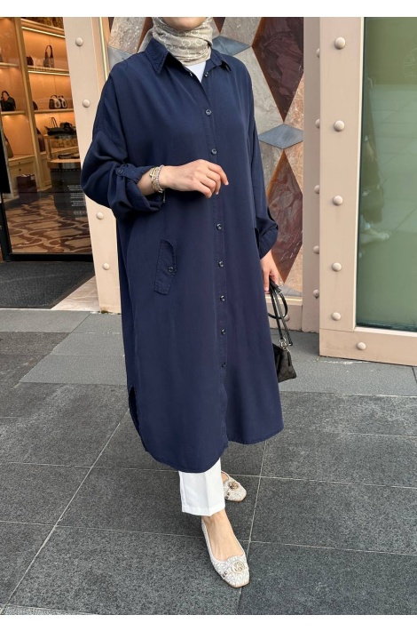 Lacivert Oversize Tensel Kap