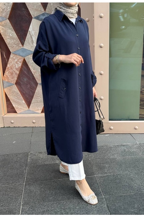 Lacivert Oversize Tensel Kap