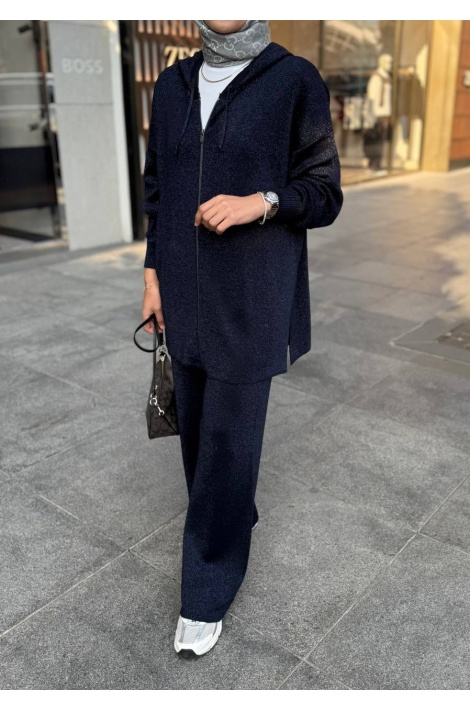 Lacivert Simli Merserize Takım