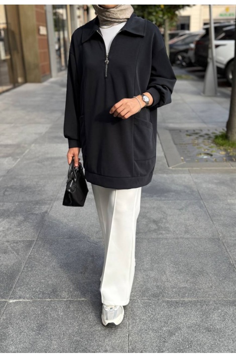 Siyah Fermuarlı Oysho Tunik