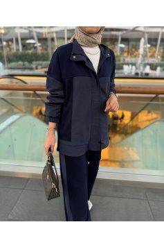 Lacivert Garni Detaylı Tasarım Takım