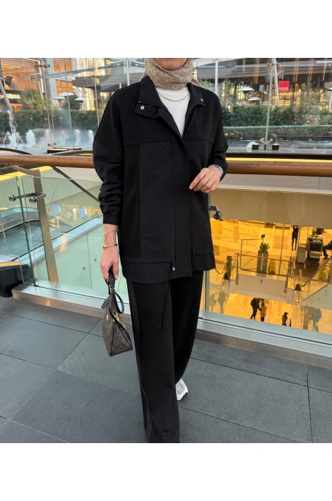 Siyah Garni Detaylı Tasarım Takım