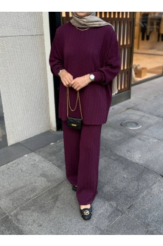 Mürdüm Simli Merserize Triko Takım