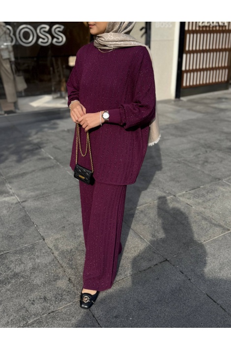 Mürdüm Simli Merserize Triko Takım