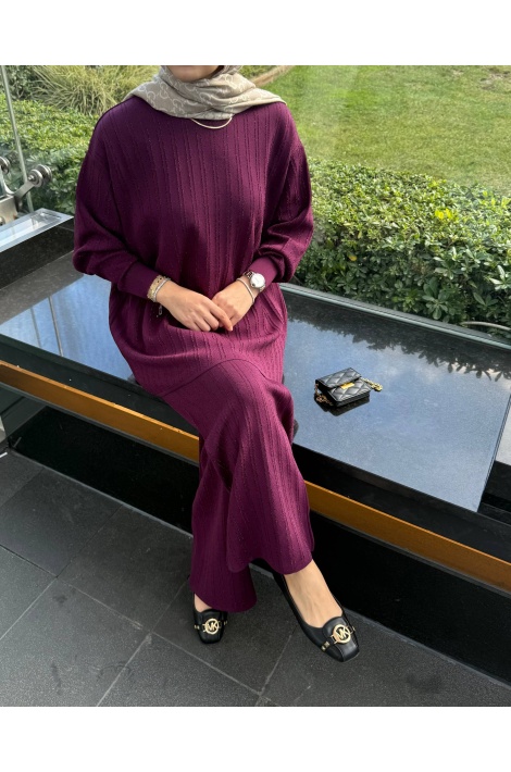 Mürdüm Simli Merserize Triko Takım