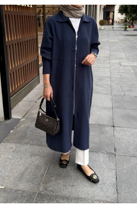 Lacivert Fermuarlı Tensel Kap