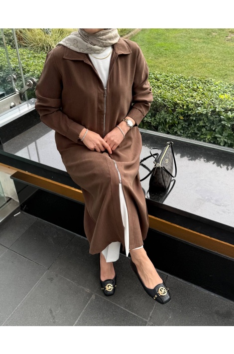 Kahverengi Fermuarlı Tensel Kap