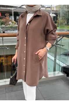 Kahverengi Moren Tensel Qupra Gömlek