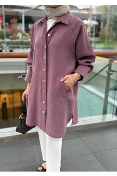 Mürdüm Moren Tensel Qupra Gömlek