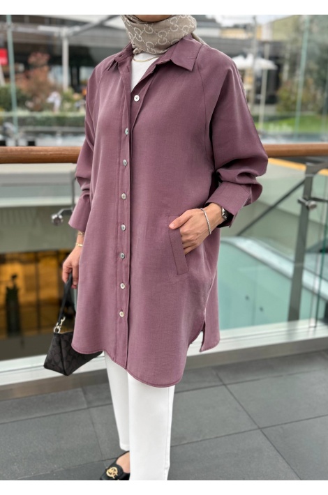 Mürdüm Moren Tensel Qupra Gömlek