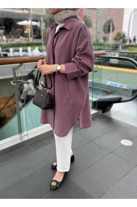 Mürdüm Moren Tensel Qupra Gömlek