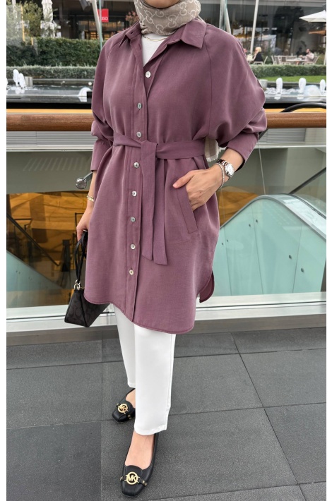 Mürdüm Moren Tensel Qupra Gömlek