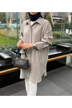 Taş Renk Moren Tensel Qupra Gömlek