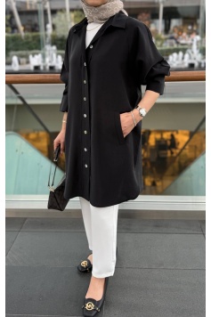 Siyah Moren Tensel Qupra Gömlek