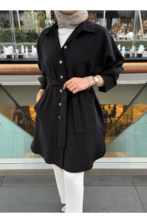 Siyah Moren Tensel Qupra Gömlek