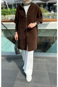 Kahverengi Premium Kalite Angora Kap