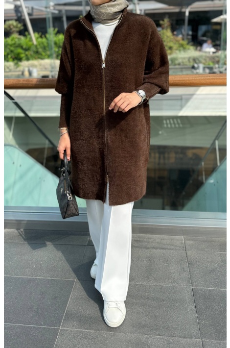 Kahverengi Premium Kalite Angora Kap