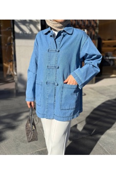 Mavi Düğmeli Denim Ceket