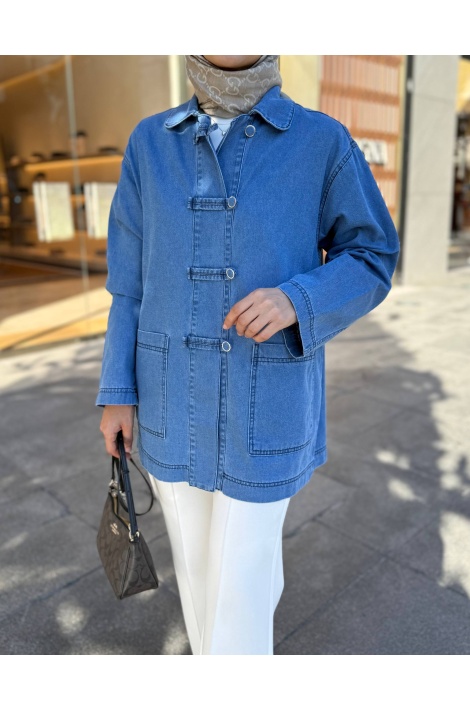 Mavi Düğmeli Denim Ceket
